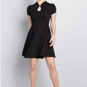 Modcloth fit-and-flare black keyhole dress